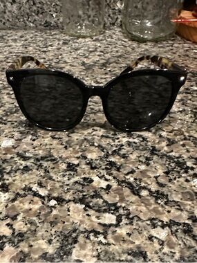 Versace Black Sunglasses with Tortoise Temples